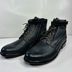 Naot Kona Ankle Bootie Women’s 42 Blue Gray Leather Ash Grey Side Zip Low Heel